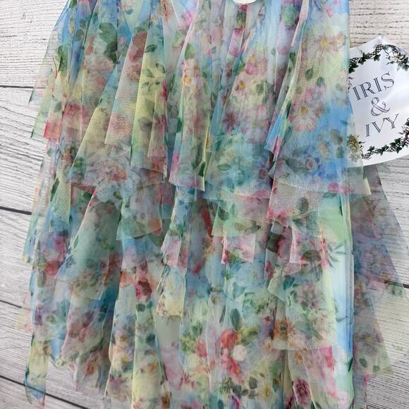 Iris & Ivy Girls Spring Easter Colorful Cascade Floral Tiered Party Dress Size 6 - Picture 3 of 7